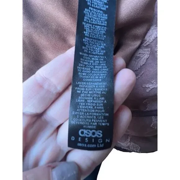 Asos Design Women's Asymmetric Neckline Devore Maxi Dress Choco Brown Size US 6 - Picture 5 of 15